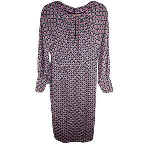 Boden Floral Medallion Print Long Sleeve Zip Back Midi Dress Size 6